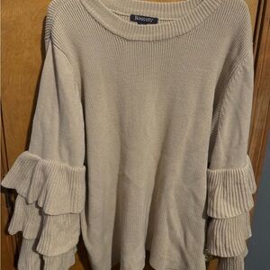 Roaman's Women's Plus Size Tiered Sleeve Sweater Size: 1X Tan